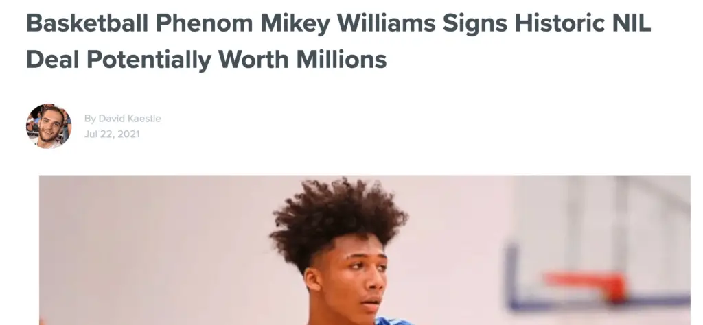 mikey williams million dollar NIL deal image